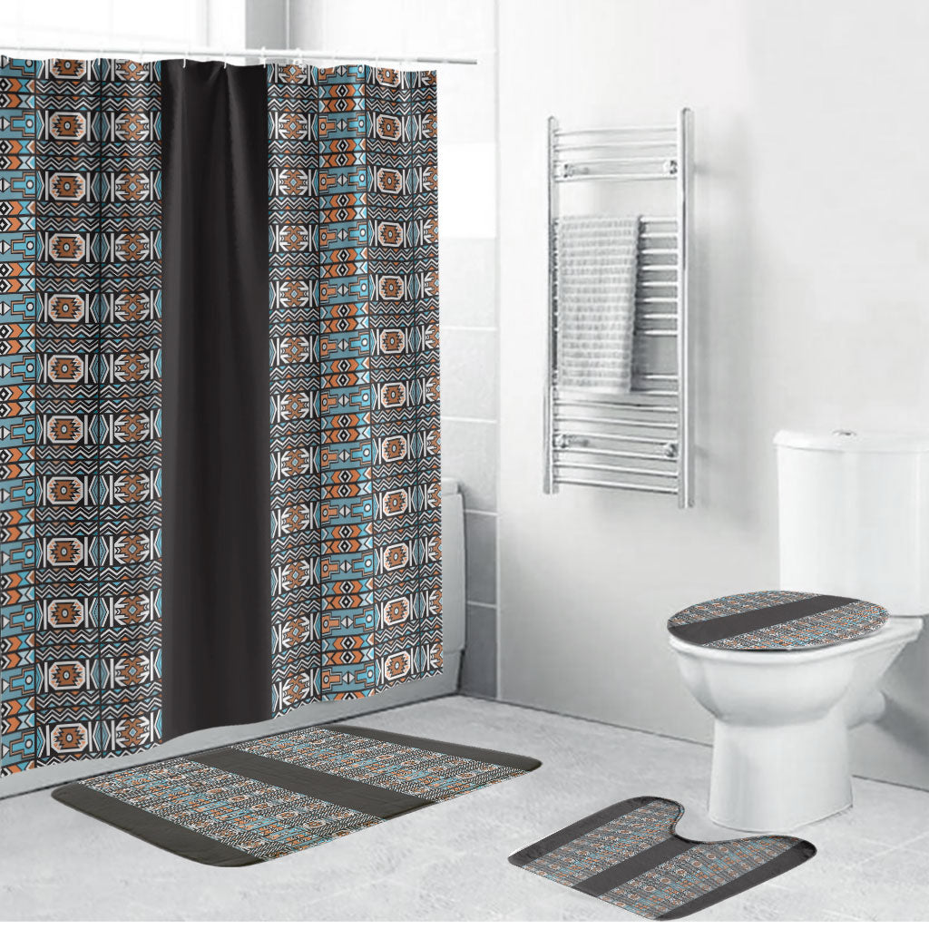 African Ndebele Traditional Attire Bathroom Set Black Ndebele Stripe