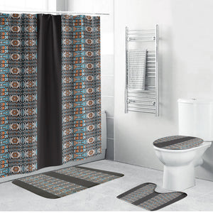 African Ndebele Traditional Attire Bathroom Set Black Ndebele Stripe