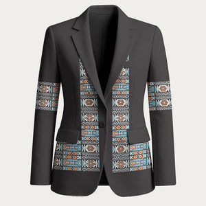 African Ndebele Traditional Attire Blazer Black Ndebele Stripe