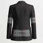 African Ndebele Traditional Attire Blazer Black Ndebele Stripe