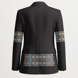African Ndebele Traditional Attire Blazer Black Ndebele Stripe