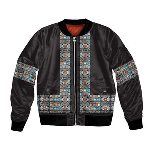 African Ndebele Traditional Attire Bomber Jacket Black Ndebele Stripe