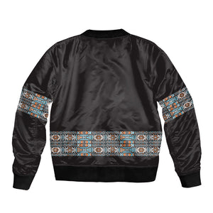 African Ndebele Traditional Attire Bomber Jacket Black Ndebele Stripe