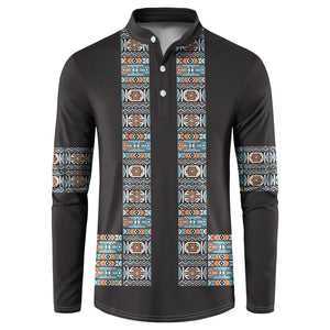 African Ndebele Traditional Attire Button Sweatshirt Black Ndebele Stripe
