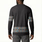 African Ndebele Traditional Attire Button Sweatshirt Black Ndebele Stripe