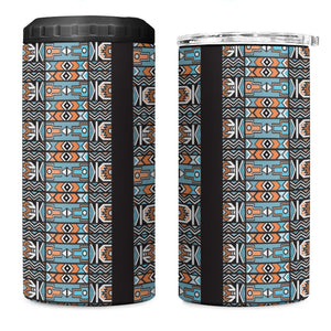African Ndebele Traditional Attire 4 in 1 Can Cooler Tumbler Black Ndebele Stripe