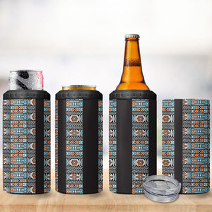 African Ndebele Traditional Attire 4 in 1 Can Cooler Tumbler Black Ndebele Stripe