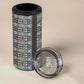 African Ndebele Traditional Attire 4 in 1 Can Cooler Tumbler Black Ndebele Stripe