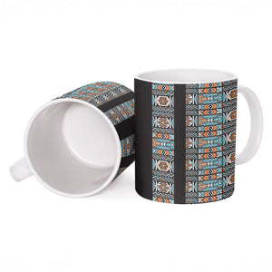 African Ndebele Traditional Attire Ceramic Mug Black Ndebele Stripe