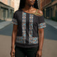 African Ndebele Traditional Attire Cross Shoulder Shirt Black Ndebele Stripe