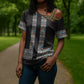 African Ndebele Traditional Attire Cross Shoulder Shirt Black Ndebele Stripe