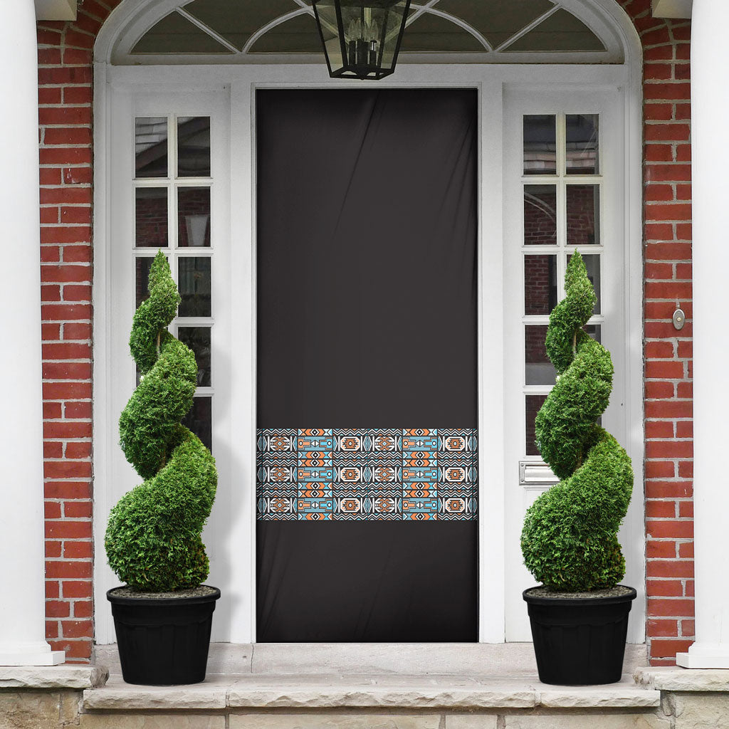 African Ndebele Traditional Attire Door Cover Black Ndebele Stripe