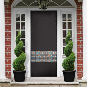African Ndebele Traditional Attire Door Cover Black Ndebele Stripe