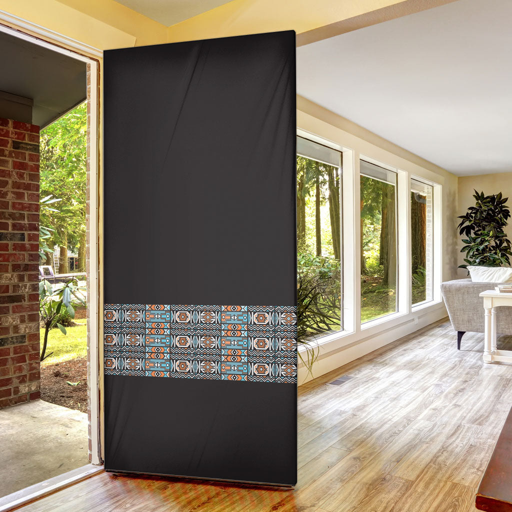 African Ndebele Traditional Attire Door Cover Black Ndebele Stripe