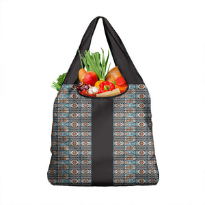 African Ndebele Traditional Attire Grocery Bag Black Ndebele Stripe