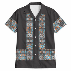 African Ndebele Traditional Attire Hawaiian Shirt Black Ndebele Stripe