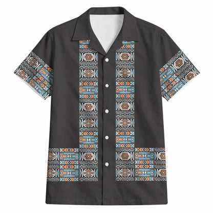 African Ndebele Traditional Attire Hawaiian Shirt Black Ndebele Stripe