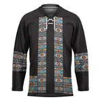 African Ndebele Traditional Attire Hockey Jersey Black Ndebele Stripe