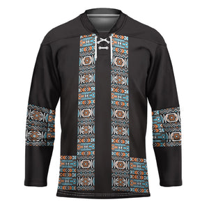 African Ndebele Traditional Attire Hockey Jersey Black Ndebele Stripe