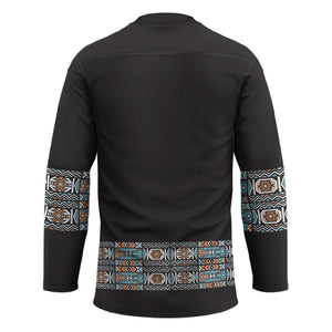 African Ndebele Traditional Attire Hockey Jersey Black Ndebele Stripe
