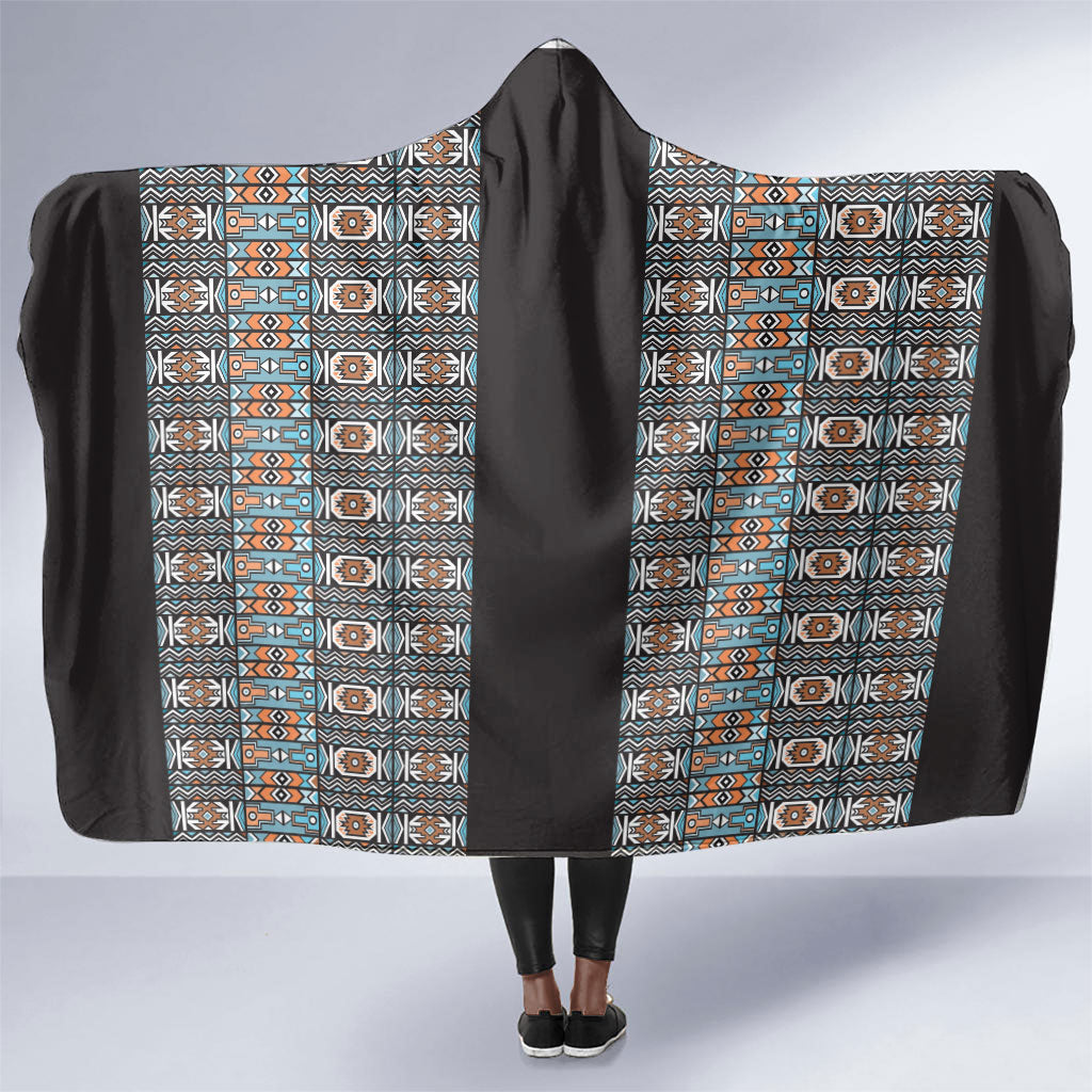 African Ndebele Traditional Attire Hooded Blanket Black Ndebele Stripe