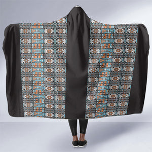 African Ndebele Traditional Attire Hooded Blanket Black Ndebele Stripe