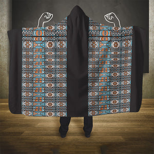 African Ndebele Traditional Attire Hooded Blanket Black Ndebele Stripe