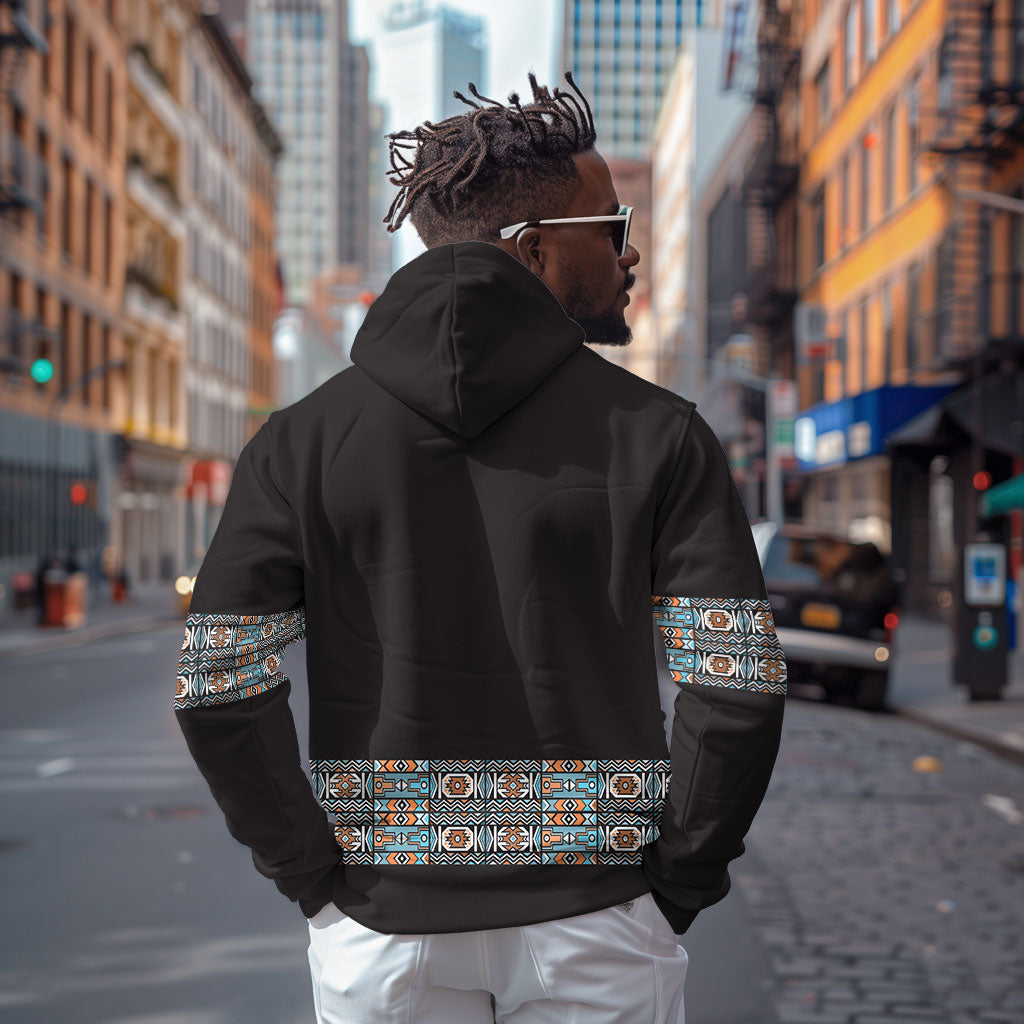 African Ndebele Traditional Attire Hoodie Black Ndebele Stripe