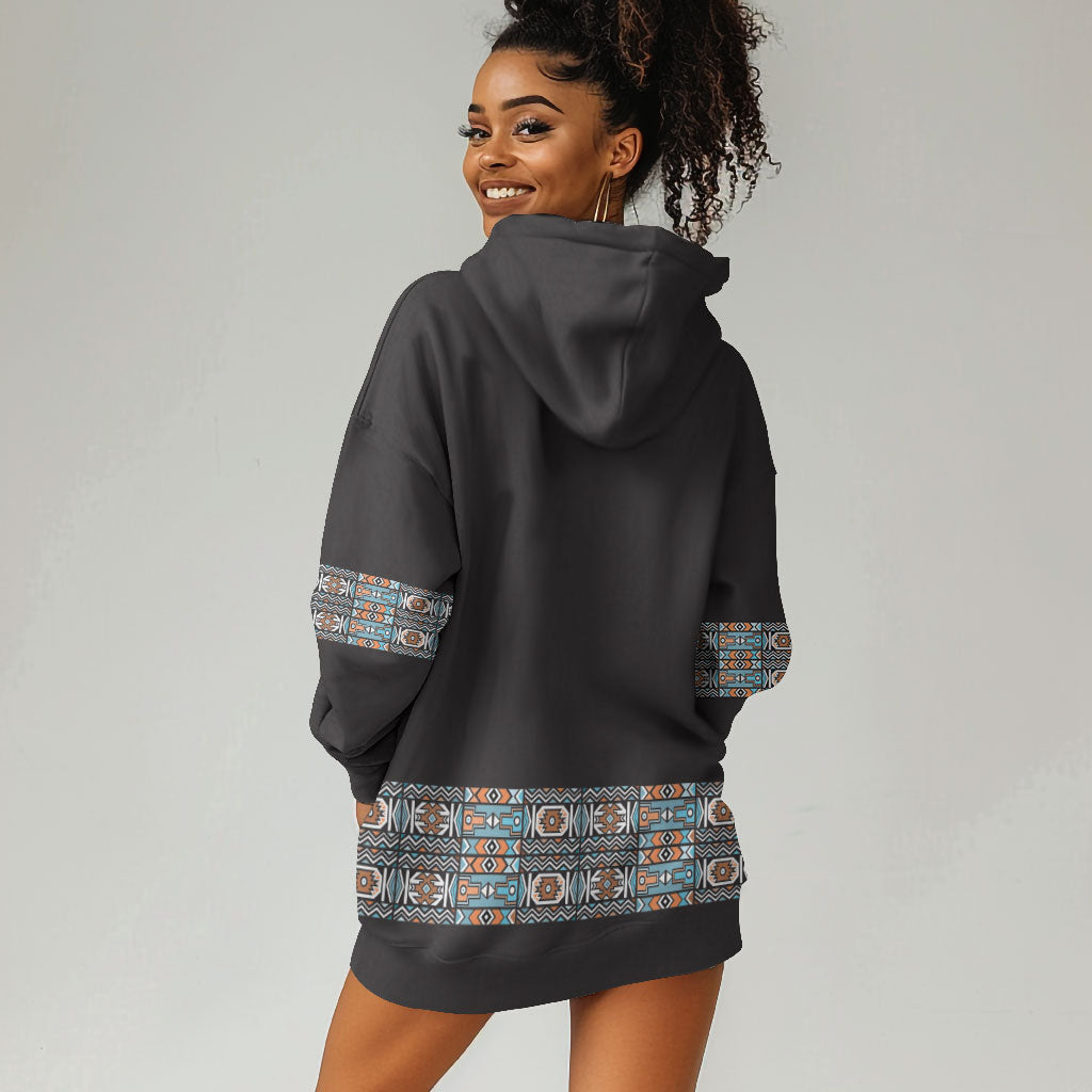 African Ndebele Traditional Attire Hoodie Dress Black Ndebele Stripe