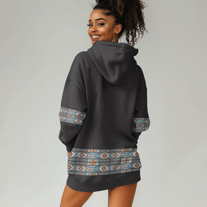 African Ndebele Traditional Attire Hoodie Dress Black Ndebele Stripe