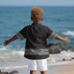 African Ndebele Traditional Attire Kid Hawaiian Shirt Black Ndebele Stripe