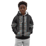 African Ndebele Traditional Attire Kid Hoodie Black Ndebele Stripe