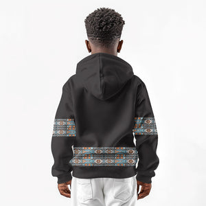 African Ndebele Traditional Attire Kid Hoodie Black Ndebele Stripe