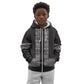 African Ndebele Traditional Attire Kid Hoodie Black Ndebele Stripe