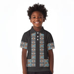 African Ndebele Traditional Attire Kid Polo Shirt Black Ndebele Stripe