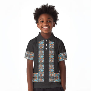 African Ndebele Traditional Attire Kid Polo Shirt Black Ndebele Stripe