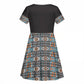 African Ndebele Traditional Attire Kid Short Sleeve Dress Black Ndebele Stripe