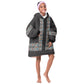 African Ndebele Traditional Attire Kid Wearable Blanket Hoodie Black Ndebele Stripe