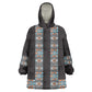 African Ndebele Traditional Attire Kid Wearable Blanket Hoodie Black Ndebele Stripe
