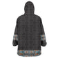 African Ndebele Traditional Attire Kid Wearable Blanket Hoodie Black Ndebele Stripe