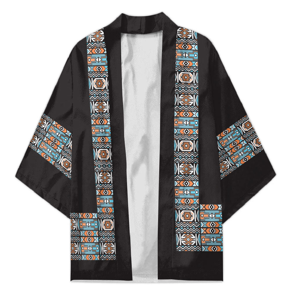 African Ndebele Traditional Attire Kimono Black Ndebele Stripe