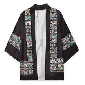 African Ndebele Traditional Attire Kimono Black Ndebele Stripe