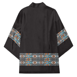 African Ndebele Traditional Attire Kimono Black Ndebele Stripe