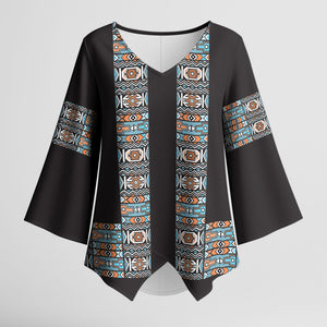 African Ndebele Traditional Attire Kimono Sleeve Blouse Black Ndebele Stripe