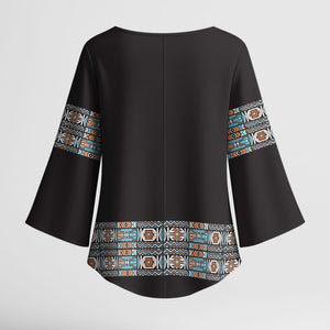 African Ndebele Traditional Attire Kimono Sleeve Blouse Black Ndebele Stripe