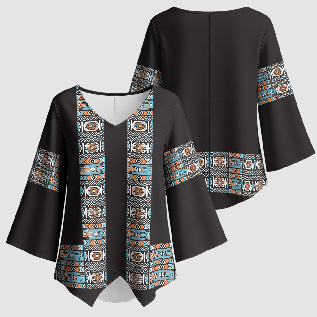 African Ndebele Traditional Attire Kimono Sleeve Blouse Black Ndebele Stripe