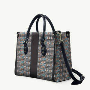 African Ndebele Traditional Attire Leather Bag Black Ndebele Stripe