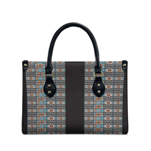 African Ndebele Traditional Attire Leather Bag Black Ndebele Stripe