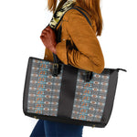 African Ndebele Traditional Attire Leather Tote Bag Black Ndebele Stripe
