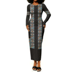 African Ndebele Traditional Attire Long Sleeve Bodycon Dress Black Ndebele Stripe